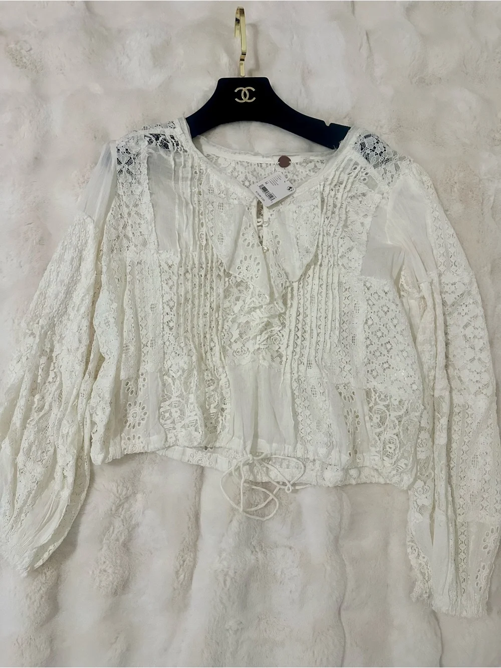 NWT Free People One Naya Lace Top Size M